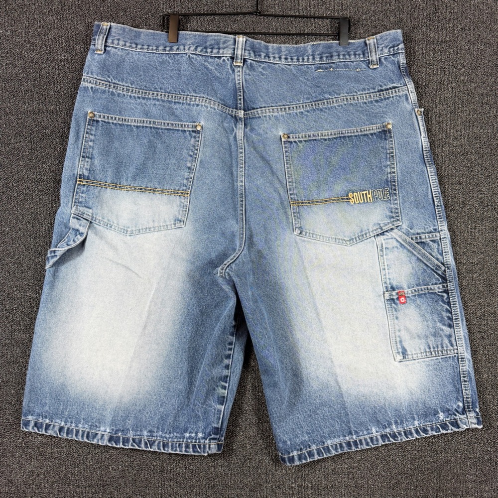 Y2K Southpole Sz 46 Baggy Wide Leg Denim Carpenter Shorts Light Wash Streetwear